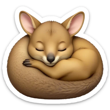 Meme-Worthy Cute Sleeping Wallaby Portrait Emoji, Head resting peacefully with a contented smile, showcasing a compact, agile build and a luxuriously soft tan fur, eyes shut in a serene, restful nap, Simplified yet hilariously adorable features, highly detailed, glowing with a soft, drowsy light, high shine, relaxed and utterly lovable, stylized with an air of playful laziness, bright and heartwarming, soft glowing outline, capturing the essence of a comically sleepy wallaby, so meme‐worthy it feels like it could instantly become the next viral sensation of adorable slumber! sticker