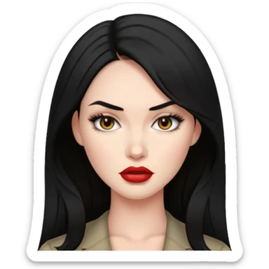 “Emoji girl, femme fatale, black hair. megan fox vibes sticker