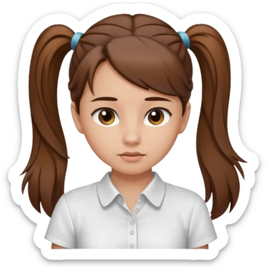 Normal skinned, tiny nosed, brown haired girl with Tying a ponytail sticker