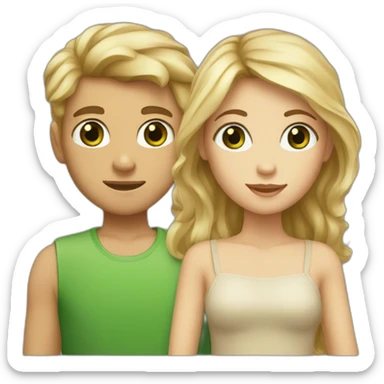 blonde girl with tan skin and green eyes and boy with brown hair and hazel eyes sticker