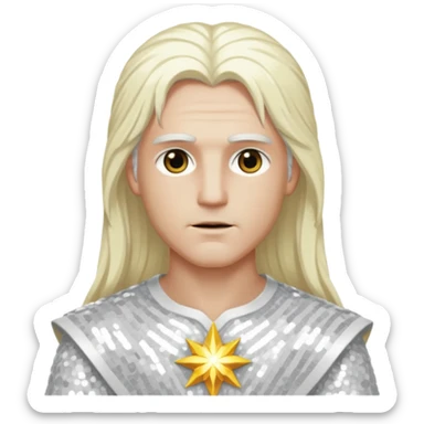 Baldr, God of Light from Gods and Goddesses with long white blonde hair, white sequin outfit sticker