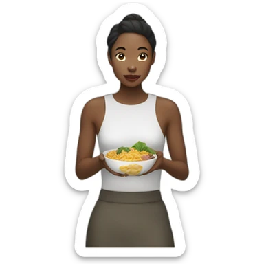 black asian woman eats rise sticker