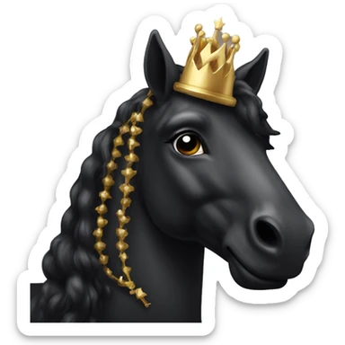 A black unicorn with a gold crown on top sticker