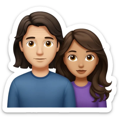 a pretty tan bratz girl with long brown hair and white bratz man with short wavy black hair sticker