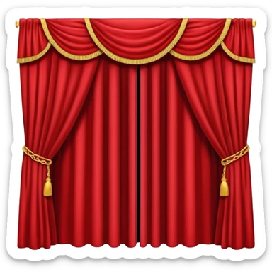 Simple, opened red theatre curtains with black background  sticker