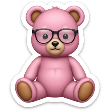 Pink teddy bear with glasses sticker