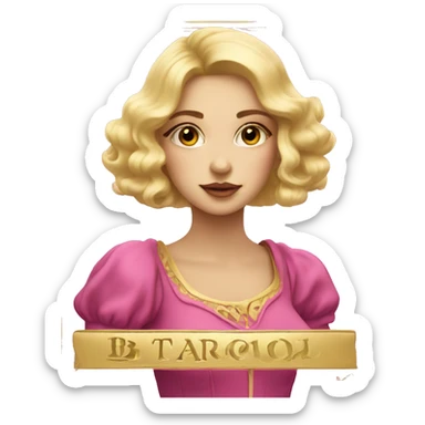 Blonde beautiful girl with pink pink tarot gold cards sticker