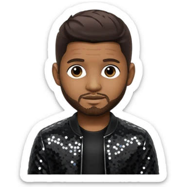 Usher with dark brown hair, black sequin outfit sticker