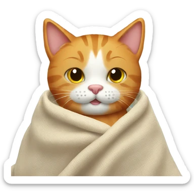ginger cat with blanket sticker