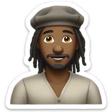 A black man with dread locks wearing a kippa sticker