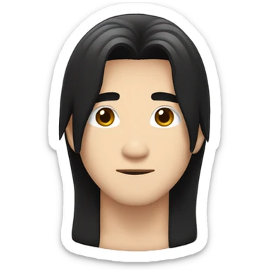 white skin color japanese man with black middle long hair, make it from shoulders and create only one emoji sticker