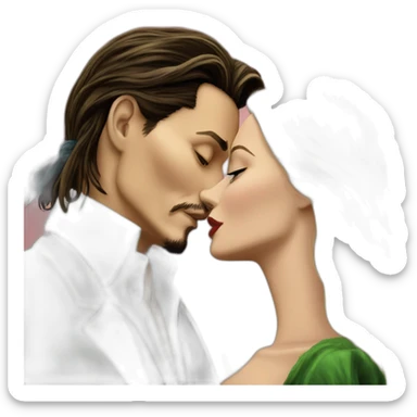 Johnny Depp kissing blond woman with green eyes amd very very very long hair sticker