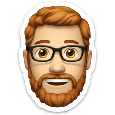 man short, short brownish red hair, beard, glasses, blue eyes sticker