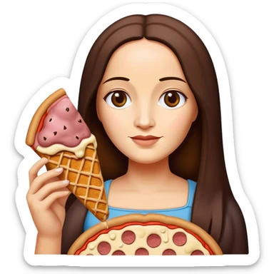 Monalisa holding Melted spam meat ice cream pizza slice sticker