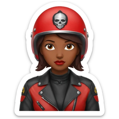 Motorbiker black woman with red leather jacket sticker