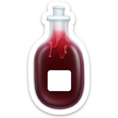 infusion bag with dark red liquid sticker