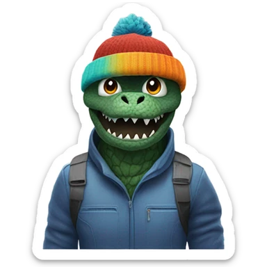 Godzilla with a propeller beanie sticker