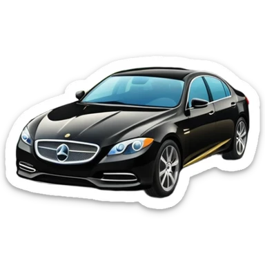 luxury car is driving on a scenic highway with beautiful landscape around sticker