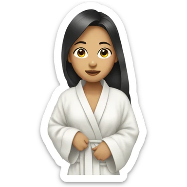 asian girl wearing a sheet mask in a bath robe sticker