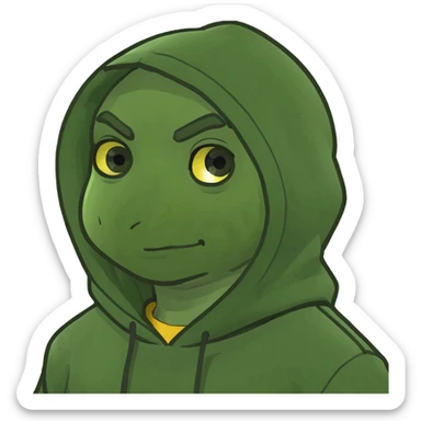 bright and expressive male visionary, fair skin, tousled golden hair, wide joyful eyes, wearing a green hoodie over a yellow tee, one hand raised with a glowing lightbulb, waist-up, front-facing sticker