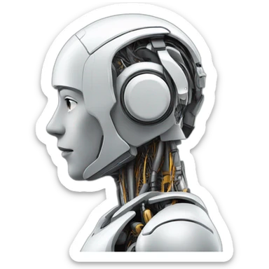 Side profile of a Robot wearing an Earpiece sticker