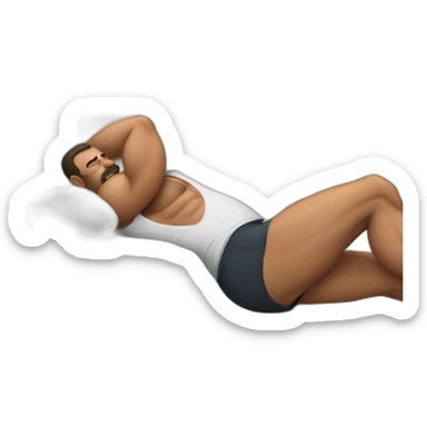 a very muscular dad sleeping on the couch in his boxers sticker