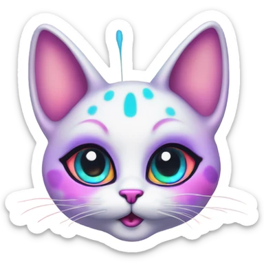 Lisa frank alien cat with antennas ￼ sticker