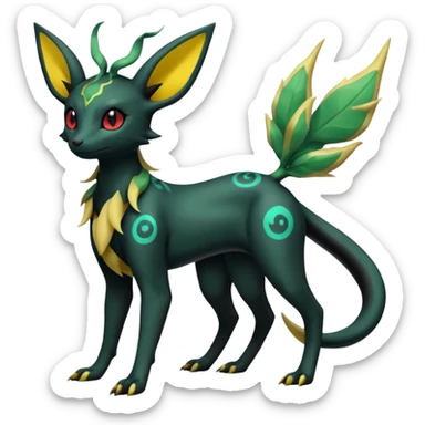 Salandit-Umbreon-Leafeon-Fakémon-hybrid-creature (full body)  sticker