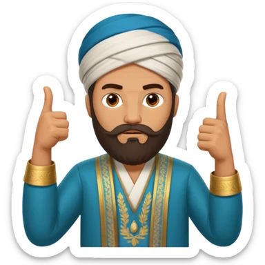 uzbek bearded man with national outfit thumbs down sticker
