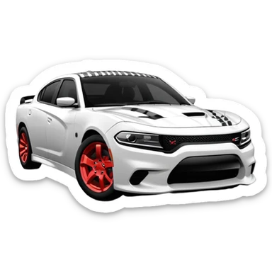 CHARGER DOSH HellCat SRT white and Pattern on the side of the logo Lynx with Black Control 4k, 8k sticker
