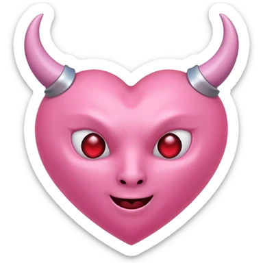 a plain pink heart with demon horns on it, no face sticker