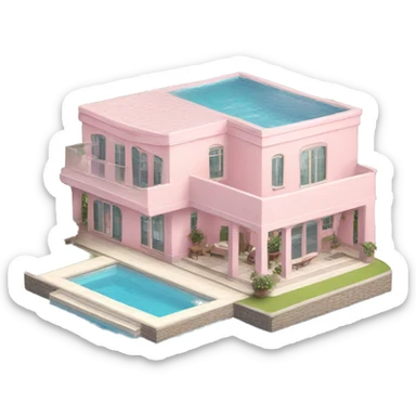 light pink villa with swimming pool  sticker