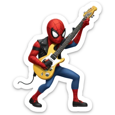 Spider-man playing electro guitar, punk sticker