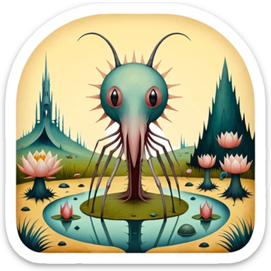 solarpunk - hieronymus bosch phantasmagoric creatures from the garden of earthly delights sticker