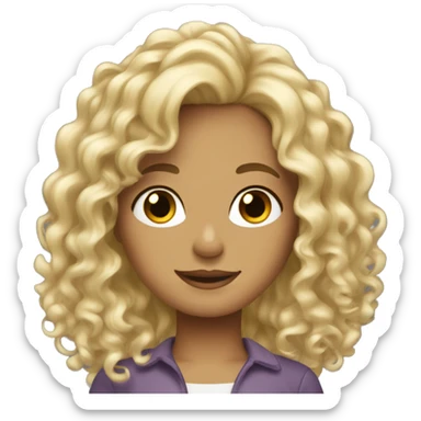 Curly blonde girl who has brown roots in the industry sticker