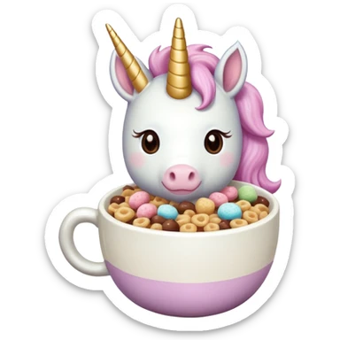 unicorn drinking Cocoa Puff cereal sticker
