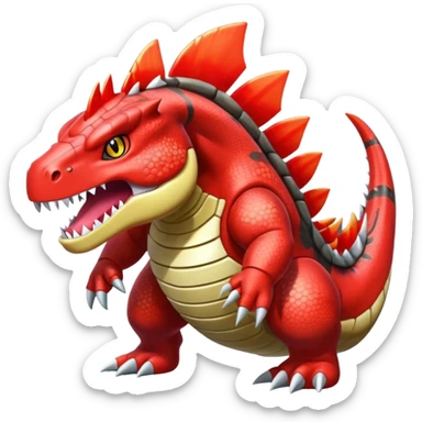Shiny Exotic Colorful Groudon-Aurorus-Fakémon-hybrid-creature (full body)  sticker