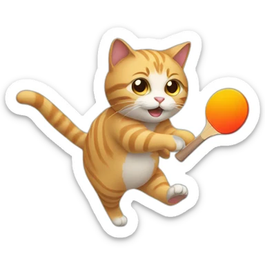 Cat playing ping pong sticker