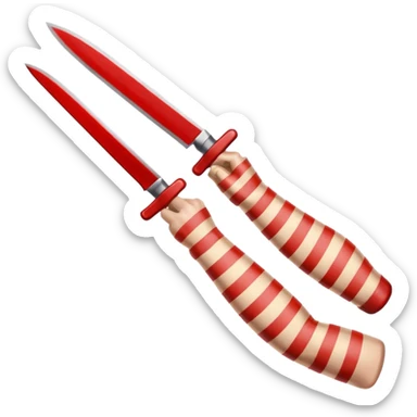 un cuchillo cortando un brazo por encima de la piel en rallas sticker