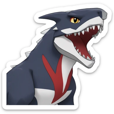 Black Cool Edgy Anthro Sharpedo-Sergal-Garchomp-Fakémon  with White and Red Edgy markings sticker
