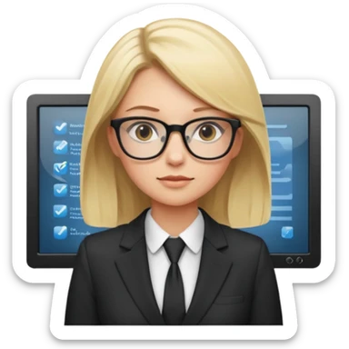 blondy girl with glasses learn analytics she is so pretty and seems like director bitch of company sticker