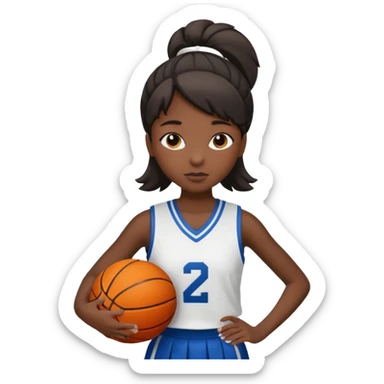 apple style emoji of a basketball girl player with a back-to-school theme, representing 'Back 2 Ball' for September sticker