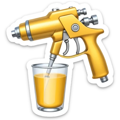 metal spray gun with clear cup attached sticker