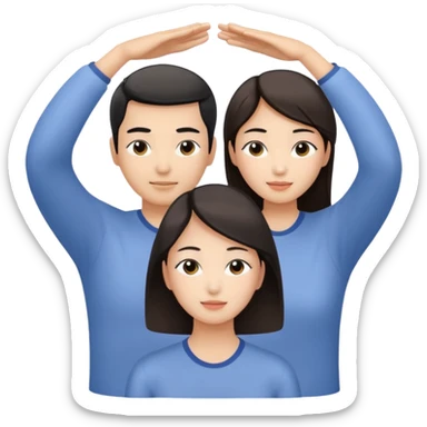 two people, one massaging the scalp of an Asian woman, soothing atmosphere sticker