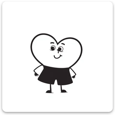 A hand-drawn heart cartoon character with cute face and arms, where the top curved parts of the heart clearly resemble butt cheeks sticker