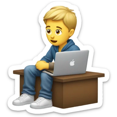 white boy music producer with macbook sticker