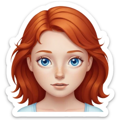 fille rousse yeux bleu tache de rousseurs sticker