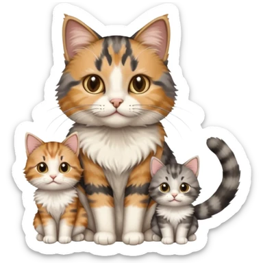mama cat and daddy cat with 2 matching kittens sticker