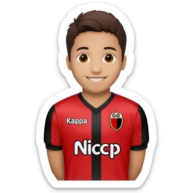 Supporter de L’ogc Nice. Maillot de foot rouge et noir (bandes) logo Kappa. Et logo de L’ogc Nice original. sticker