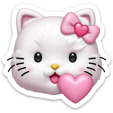 Hello kitty qui fait un bisous avec sa bouche et un cœur rose sort de sa bouche  sticker